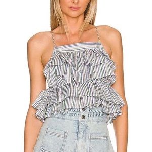 Magali Pascal Isla Tiered Ruffle Tank in Stripe Women’s M